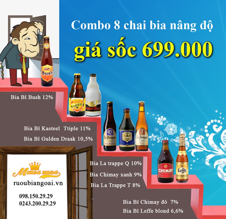 Combo bia bỉ  8 chai giá sốc 699.000đ uống thả ga