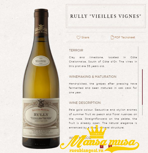 Rượu Vang Pháp Rully Vieilles Vignes Domaine Seguin-Manuel