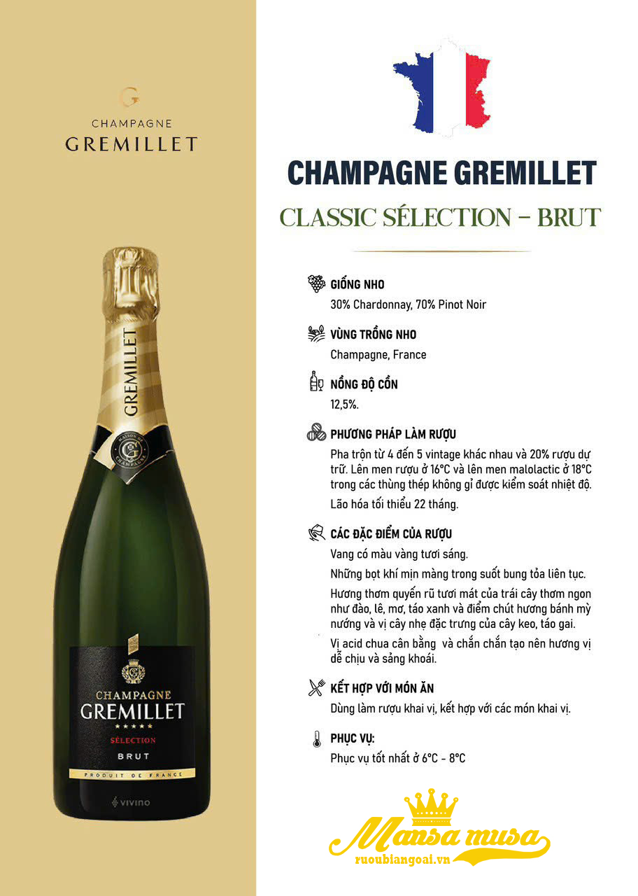 Rượu Champagne GREMILLET Classic Sellection_Brut