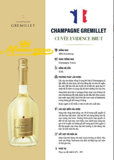 Rượu Champagne Gremillet Cuvée Evidence Brut