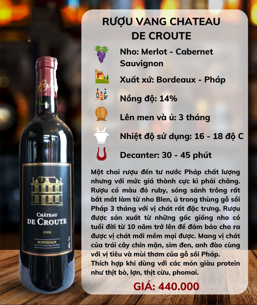 Rượu Vang Pháp Chateau De Croute Bordeaux