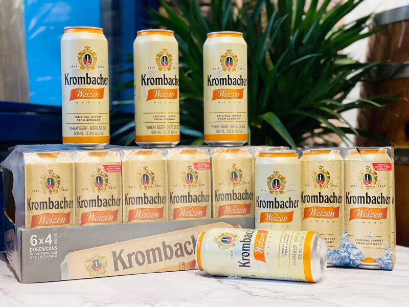 bia đức krombacher weizen 5.3% lon 500ml 