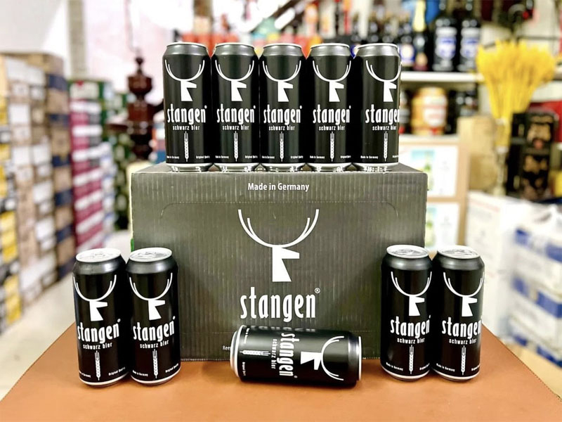 bia đức stangen lager bier black lon 500ml