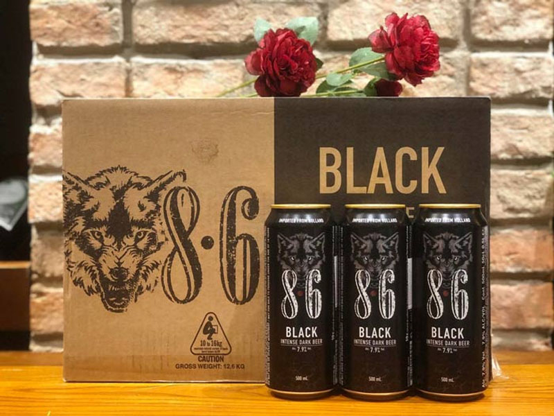bia hà lan 8.6 black 7.9% lon 500ml