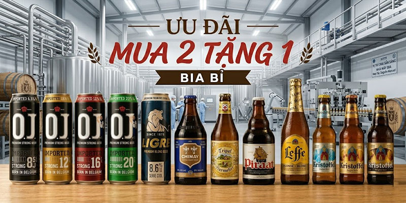 bia bán chạy nhất mùa hè 2026: mua 2 tặng 1 bia bỉ nhập khẩu