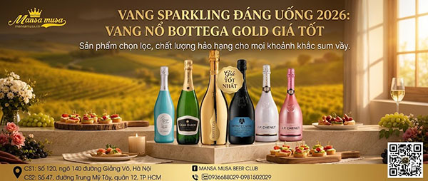 vang sparkling đáng uống 2026: vang nổ bottega gold giá tốt